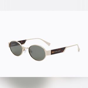 Carolina Lemke Gold Round Sunglasses with Box, Case, and Cloth